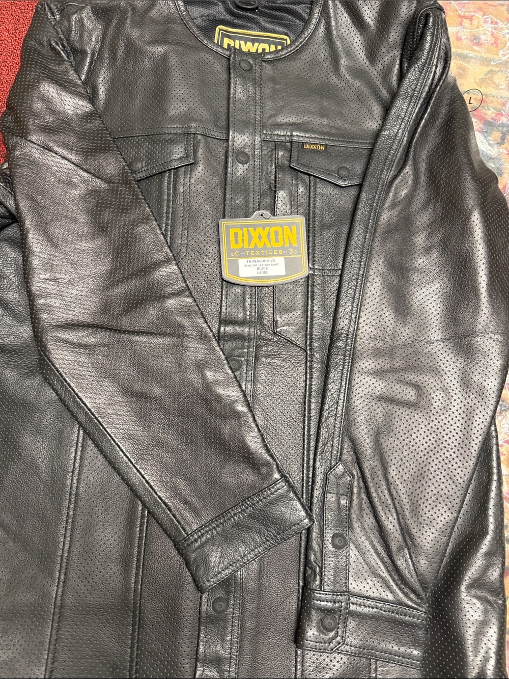 DIXXON Reno Black Perforated Leather Shirt Jacket - Picture 4 of 5